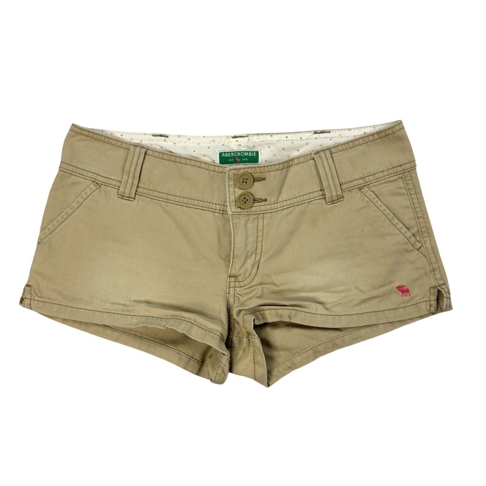 Abercrombie & Fitch Chino Shorts Womens Size 4 Low‎ Rise Cuffed Stretch Y2K Mini